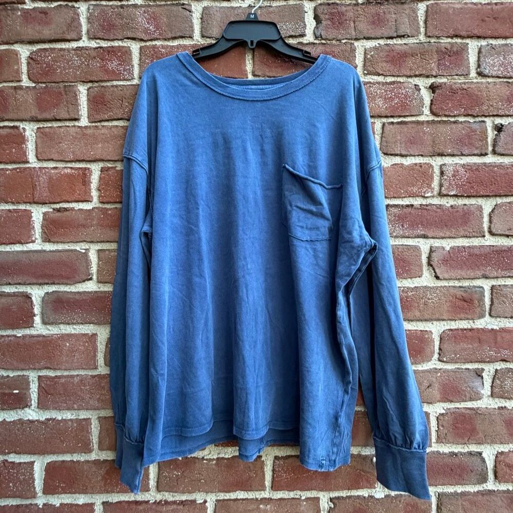 Free People We The Free Fade Into You Long Sleeve Tee in blue oversized S NWOT